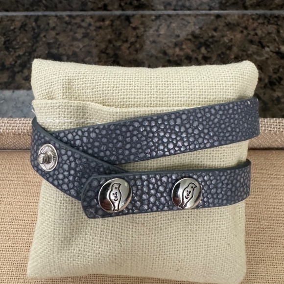 Crystal Pave Leather Double Wrist Wrap - Picture 2 of 4
